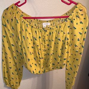 Pac sun: Yellow crop/off the shoulder top!